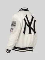 Retro New York Yankees Off-White Satin Varsity Jacket