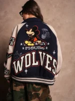 Roxy Box Cut Rudy Mickey Mouse Wolves Club Navy Blue Jacket