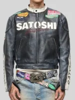 Satoshi Nakamoto Black Leather Moto Jacket