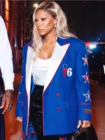 Savannah James NBA Philadelphia 76ers Double Breasted Blue Blazer