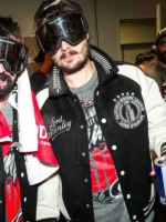 Sebastian Aho NHL Lord Stanley Black And White Varsity Jacket
