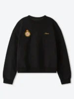 Shinzo Aged Black Cotton Jersey Crewneck Sweatshirt