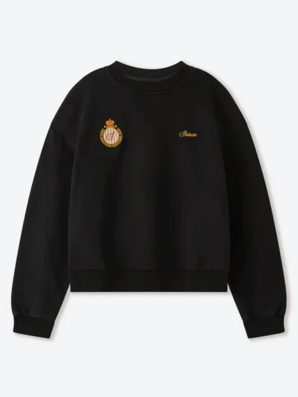 Shinzo Aged Black Cotton Jersey Crewneck Sweatshirt