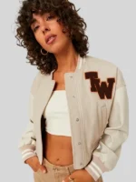 TW Colorblock Beige Varsity Women’s Jacket