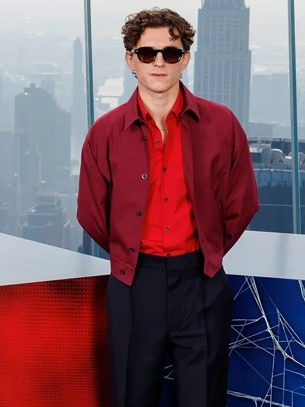 Tom Holland Spider Man New Day New York Red Jacket Tom Holland Spider Man New Day New York Red Jacket