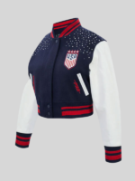 US Soccer WNT Legacy Varsity Jacket blue and white