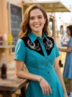 Voicemails for Isabelle 2026 Zoey Deutch Blue Dress