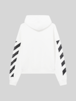 White Core Diagonal Zip Hoodie For Mens
