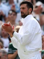 White Lacoste Jacket Novak Djokovic Wimbledon 2026