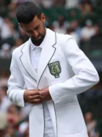 Wimbledon 2026 Novak Djokovic White Lacoste Suiting Fabric Blazer