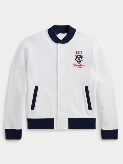 Wimbledon Championships 2026 Polo Ralph Lauren White Fleece Baseball Jacket