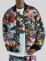 Women hybrid camo multi badge padded ma 1 jacket