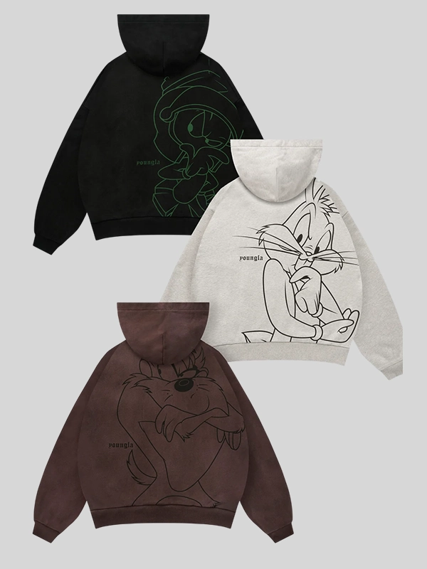 YoungLA x Looney Tunes Plaid Zip-Up Hoodie YoungLA x Looney Tunes Plaid Zip-Up Hoodie