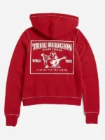 true religion red zip-up hoodie