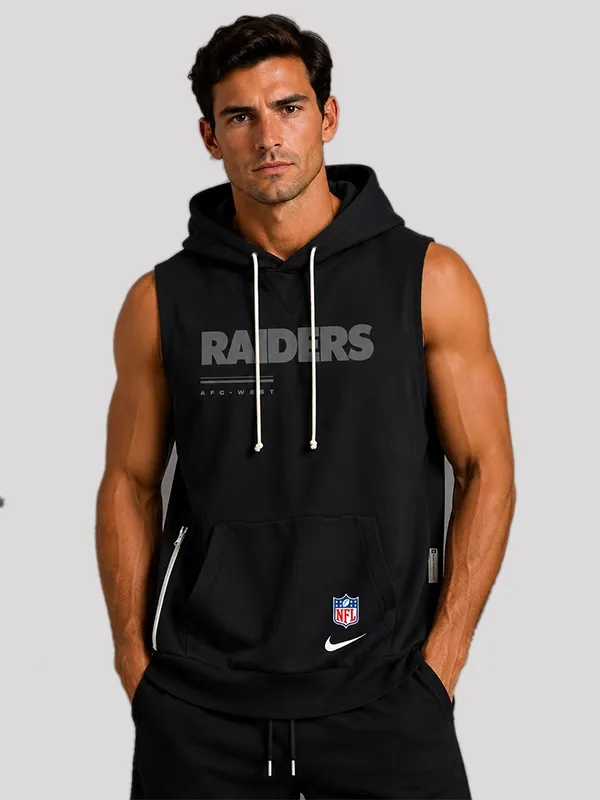 2026 Black Las Vegas Raiders Sleeveless Sideline Hoodie 2026 Black Las Vegas Raiders Sleeveless Sideline Hoodie