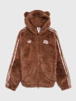 2026 Care Bears x Adidas Brown Faux Fur Zip Up Jacket
