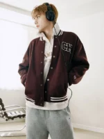 2026 Taehyung x Champion Brown Varsity Jacket