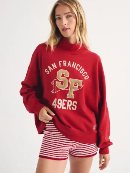 Abercrombie 49ers Funnel Neck Sweatshirt Red