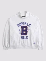 Abercrombie Buffalo Bills Oversized Sunday Funnel Neck Sweatshirt Grey