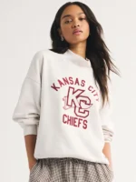 Abercrombie Chiefs Funnel-Neck Sweatshirt Cream