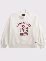 Abercrombie Kansas City Chiefs Oversized Sunday Funnel Neck Sweatshirt Cream
