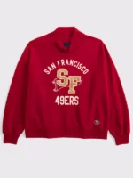Abercrombie San Francisco 49ers Sunday Oversized Funnel Neck Sweatshirt Red