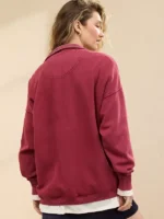 Aerie Quarter Snap Sweatshirt Cherry