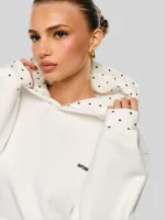 Amare Polka Dot White Sweatshirt Hoodie