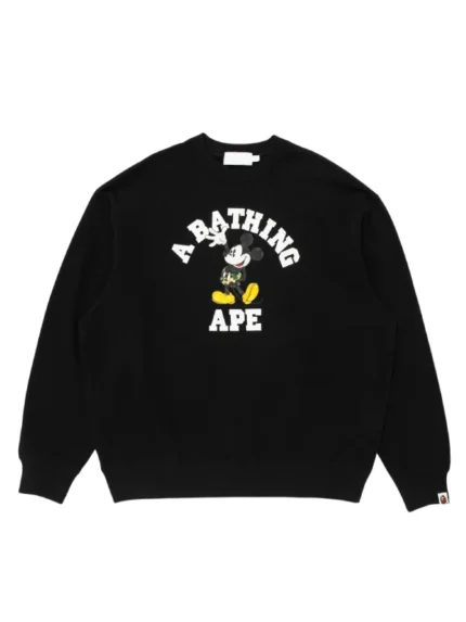 BAPE x Disney Mickey Mouse Crewneck Sweratshirt Black