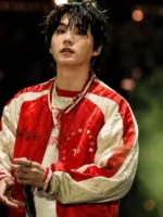 BTS ARIRANG Toronto Suga Red Satin Bomber Jacket