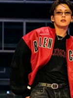 BTS Red Leather Jungkook Balenciaga Jacket