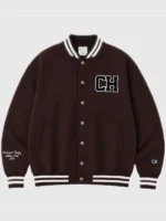 BTS Taehyung Champion 2026 Brown Varsity Jacket