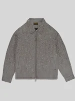 Birth Of Royal Child Rhinestone Zipper Work Jacket