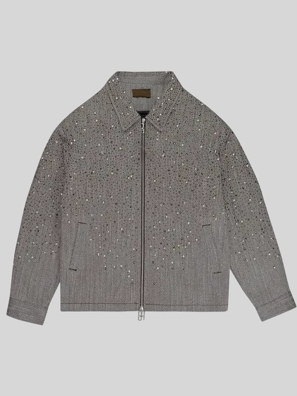 Birth Of Royal Child Rhinestone Zipper Work Jacket Birth Of Royal Child Rhinestone Zipper Work Jacket