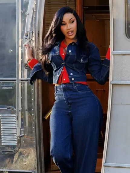 Cardi B Old Navy Navy Blue Denim Jacket