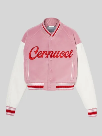 Cernucci Varsity Bomber Jacket Baby Pink