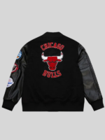 Chicago bulls black wool varsity jacket