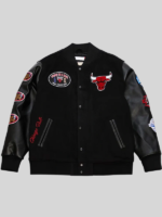 Chicago bulls black wool varsity jacket mens