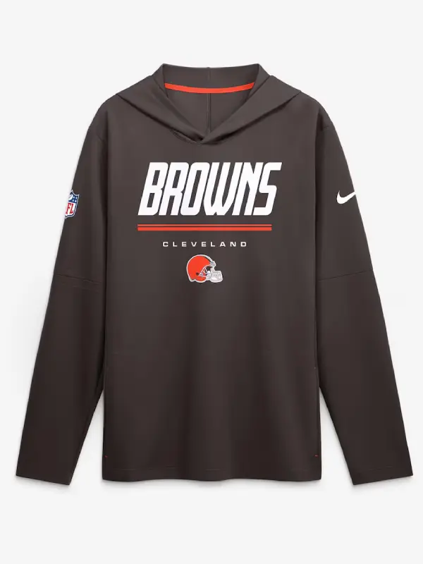 Cleveland Browns Nike Sideline Game On Long Sleeve Hooded T-shirt Cleveland Browns Nike Sideline Game On Long Sleeve Hooded T-shirt