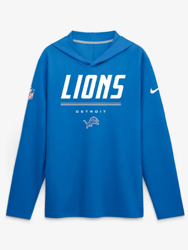 Detroit Lions Nike Sideline Game On Long Sleeve Hooded T-shirt Detroit Lions Nike Sideline Game On Long Sleeve Hooded T-shirt