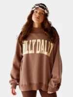 Dilly Dally Mock Neck Sweatshirt Brown