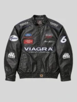 Drake Viagra Racing Black Leather Jacket