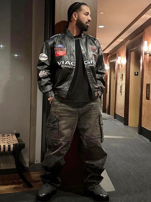 Drake Viagra Racing Leather Jacket Drake Viagra Racing Leather Jacket