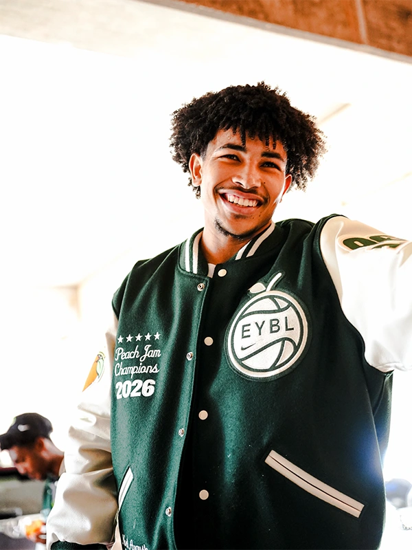 EYBL Peach Jam 2026 Florida Rebels Leather Sleeve Varsity Jacket EYBL Peach Jam 2026 Florida Rebels Leather Sleeve Varsity Jacket