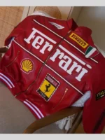 Formula 1 Ferrari Red Leather Jacket