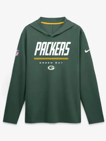Green Bay Packers Nike Sideline Game On Long Sleeve Hooded T-shirt