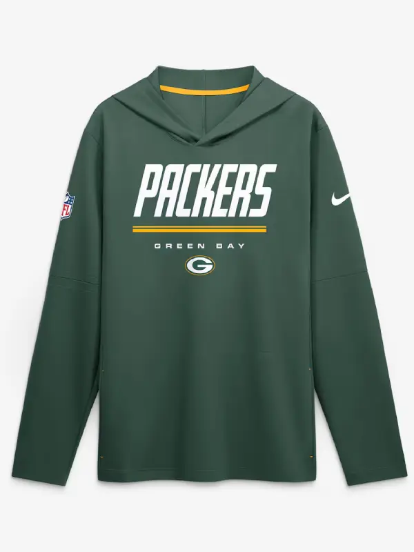 Green Bay Packers Nike Sideline Game On Long Sleeve Hooded T-shirt Green Bay Packers Nike Sideline Game On Long Sleeve Hooded T-shirt