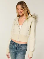 Hollister Peyton Twill Fur Jacket