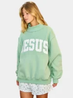 Jesus Green Mock Neck Sweatshirt
