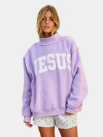 Jesus Mock Neck Sweatshirt Purple